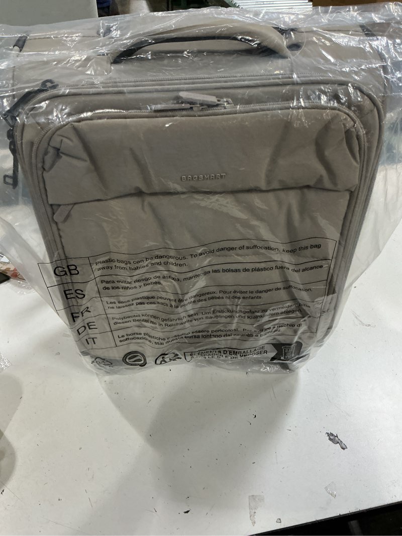 Condition photo showing Good Condition for bagsmart underseat carry on luggage with wheels, soft small travel luggage with pvc wet/dry pockets, lightweight soft personal item suitcase for short trip,camer 16-inch camel