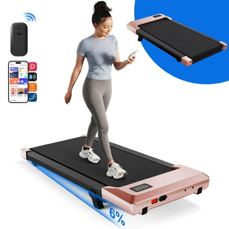 walking pad with incline, under desk walking pad treadmill, 2.5hp walking pad with remote and led display, 3 in 1 portable walking pad with 265 lbs weight capacity for home office