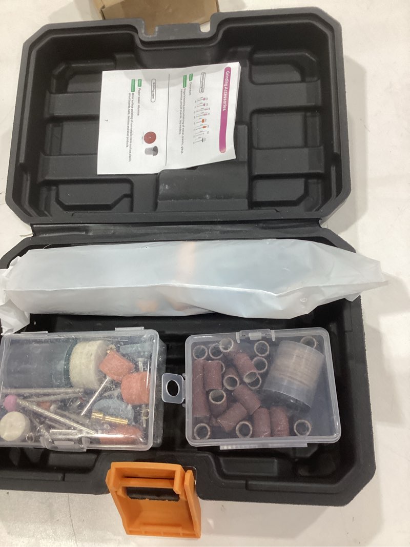Condition photo showing Good Condition for komax cordless rotary tool 4v,digital display 8-speed and rechargeable battery with 143 accessories,18000rpm rotary tool kit multi-purpose for sanding,cutting,polishing,drilling,engraving,diy crafts