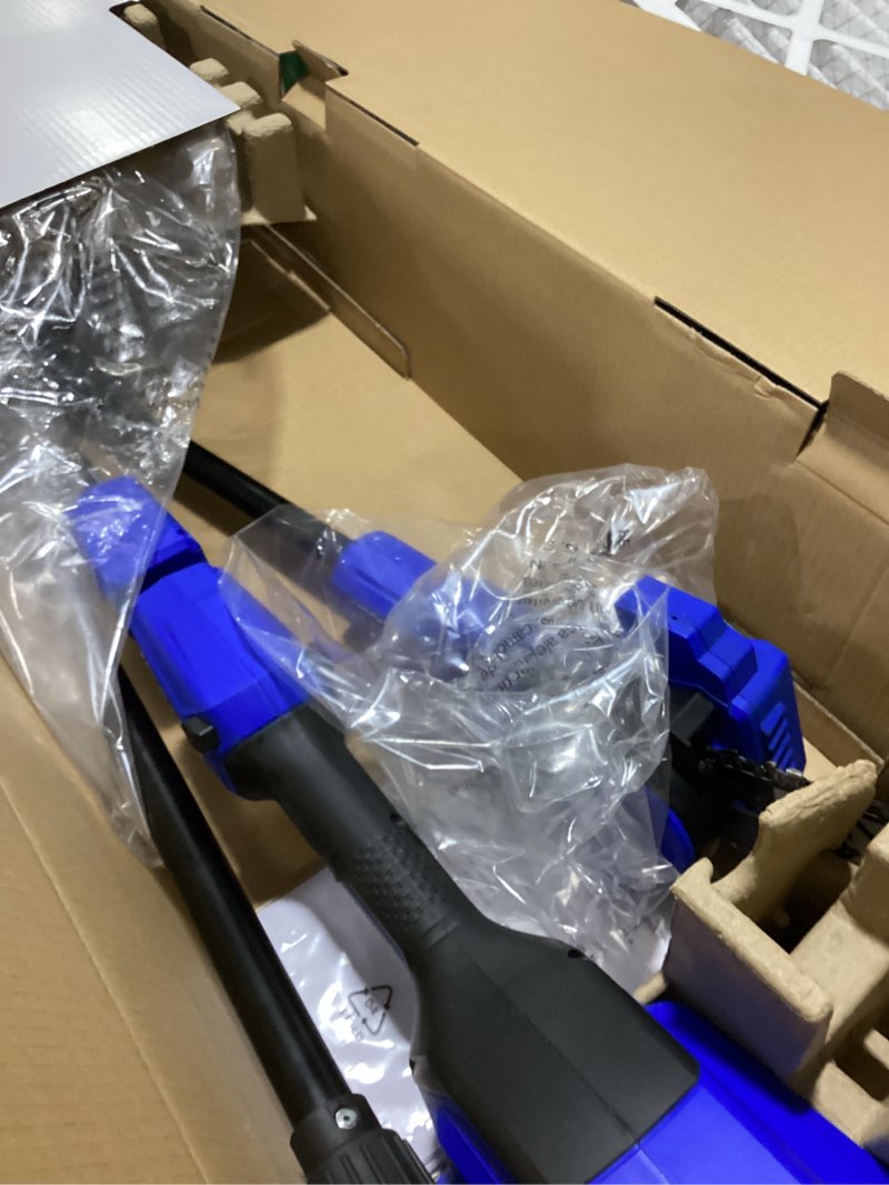 Condition photo showing As Is for kobalt gen4 40-volt 10-in 2 ah battery pole saw (battery and charger included)