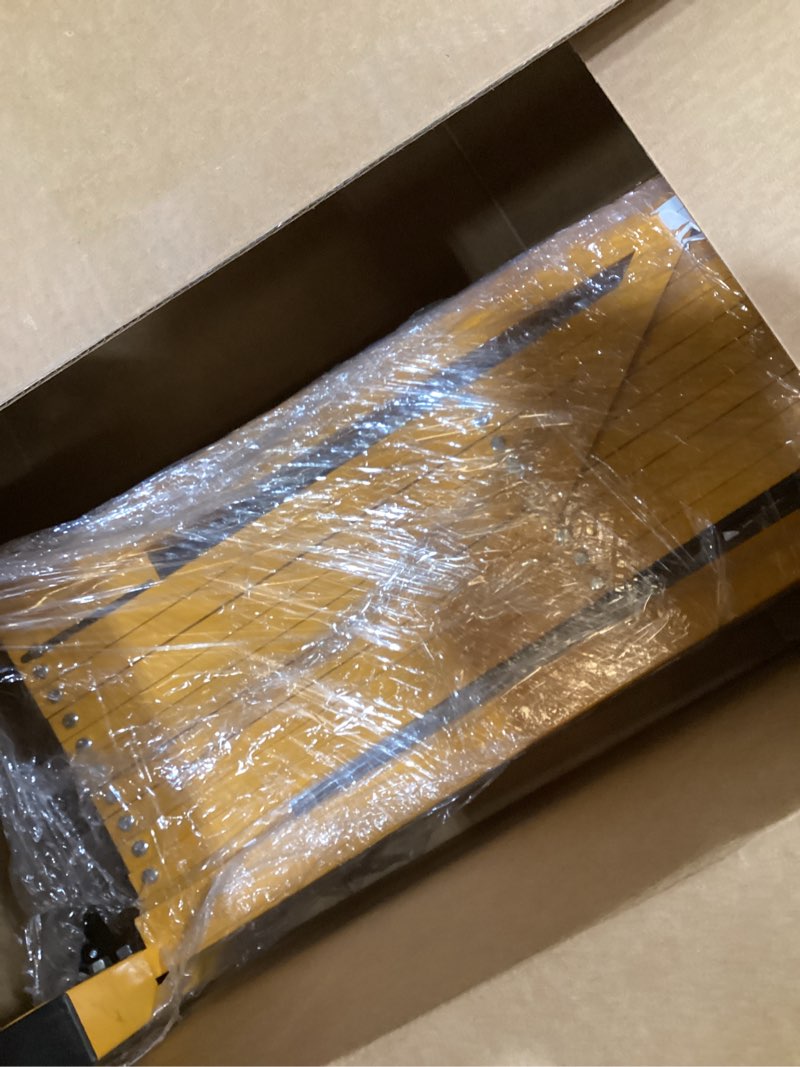 Condition photo showing As Is for 11.5FT Expandable Barricade Gate, Expandable Metal Barricade Gate Alloy Fence with Wheels, Retractable Crowd Control, for Industrial or Residential Use (Yellow, 11.5FT) 11.5FT Yellow