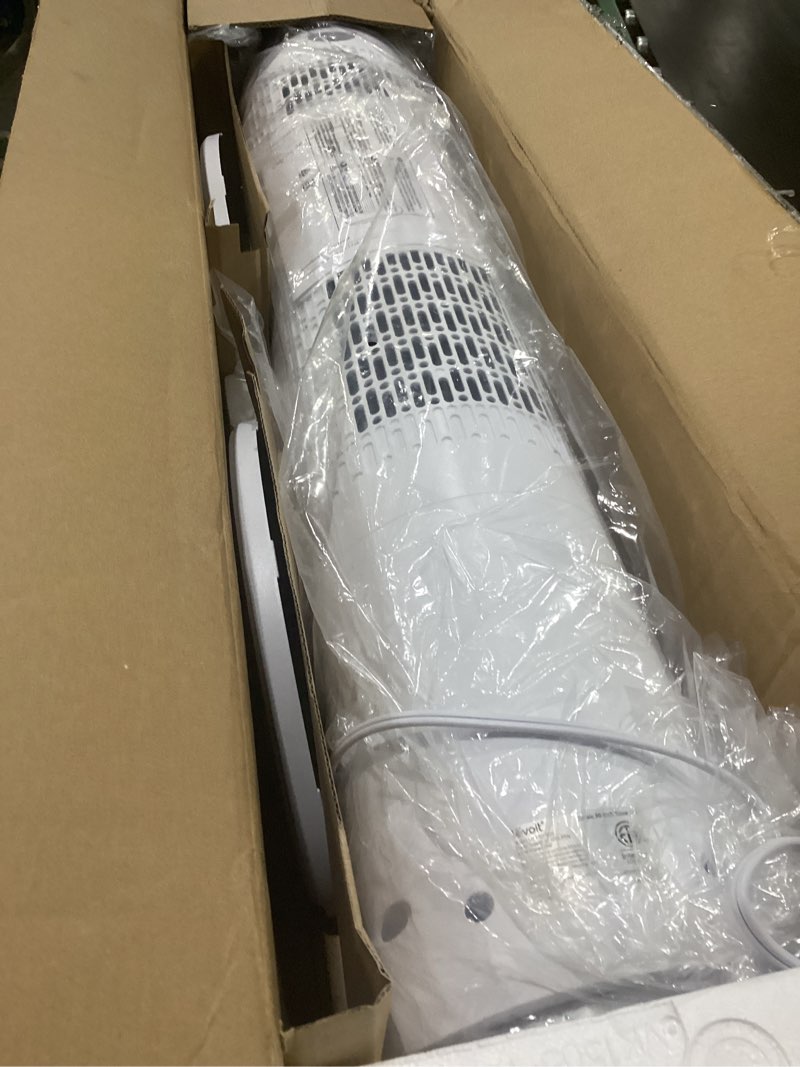 Condition photo showing New/Like New for levoit tower fan for bedroom, 90° oscillating standing fan with 28db quiet for sleep, 25ft/s velocity, 12h timer, 5 speeds 4 modes, remoter, bladeless room fan for home, office, indoor, 36 inch, white white 36 inches