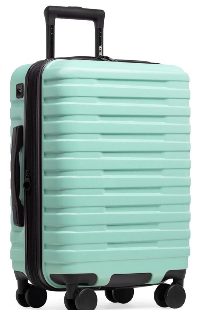 u.s. traveler boren expandable hardside rugged travel luggage with 8 spinner wheels, mint, carry-on 22-inch