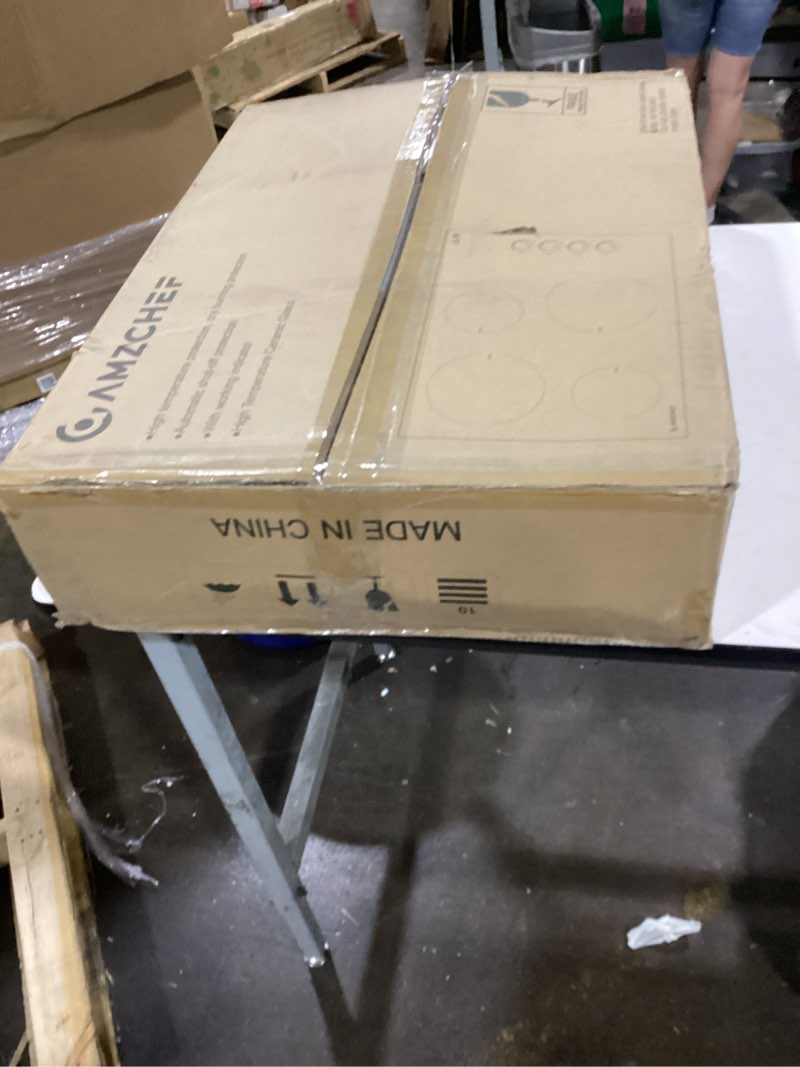 Condition photo showing New/Like New for amzchef 30 inch electric cooktop, built-in with 4 burners max 7000w with 30" glass ceramic cook top,knob control, hot surface indicator,220v - 240v hard wire, no plug
