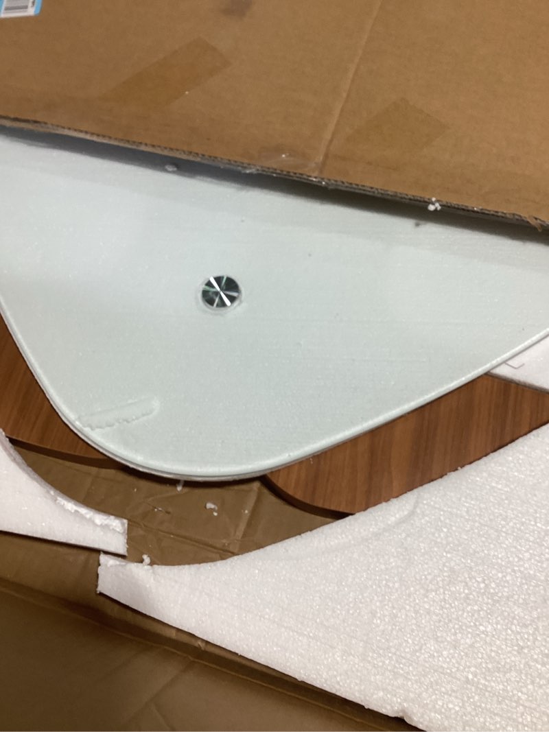 Condition photo showing New/Like New for Coffee Tables Glass Small Farmhouse Coffee Table Mid-Century Modern Wood Center Table for Living Room, Walnut Transparent, 32 Inch