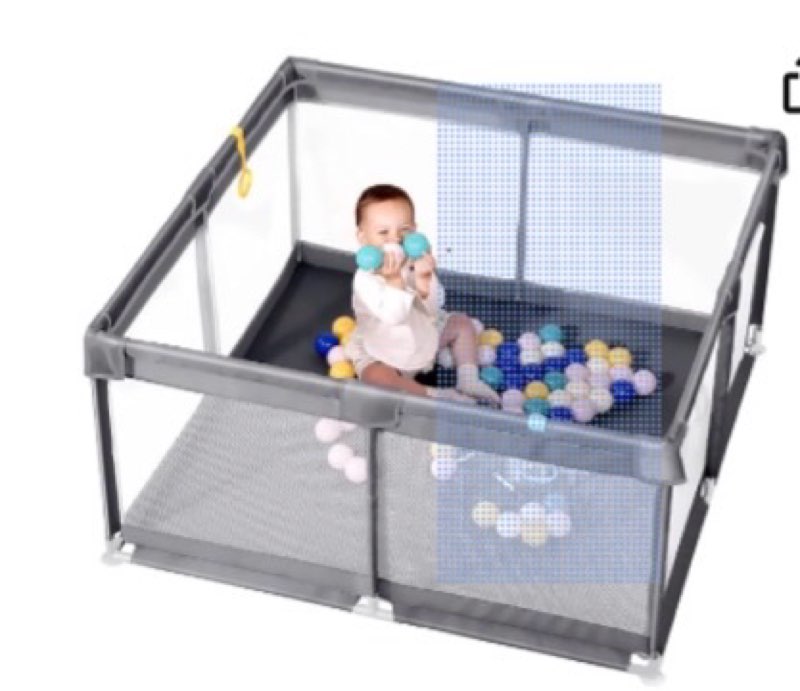 baby playpen, extra large play yard for babies & toddlers(grey 50"×50") | portable travel playpen, baby activity center for indoor & outdoor use