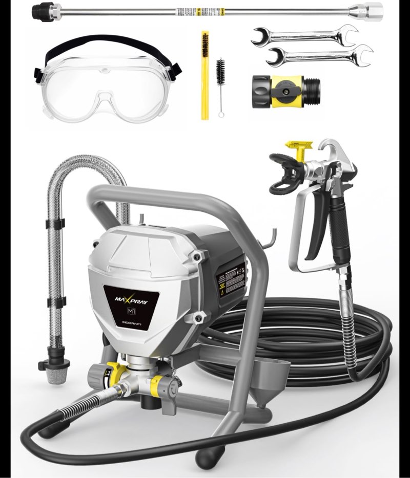 MaXpray M1 Airless Paint Sprayer, Highly Efficient Thinning-Free Minimal Overspray for Up to 10 Gallon DIY Painting Projects Home Interior & House Exterior, Comes with Sprayer Accessories