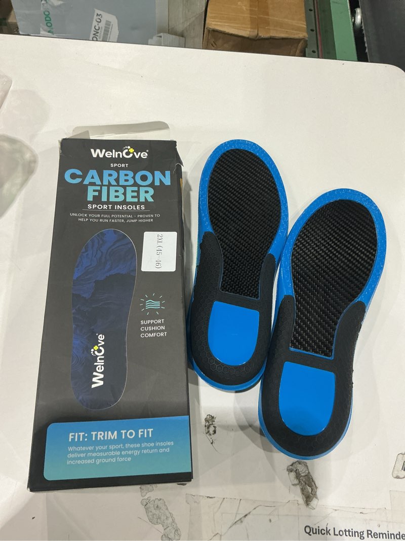 Condition photo showing Good Condition for hike support insoles - welnove carbon fiber insoles -shoe insert for hiking ourdoor sport - rigid support for turf toe,foot fractures,hallux rigidus,hiking boots inserts for men women-2xl blue 2xl:women's 12-13 / men's 10-11(11.81")(300mm)