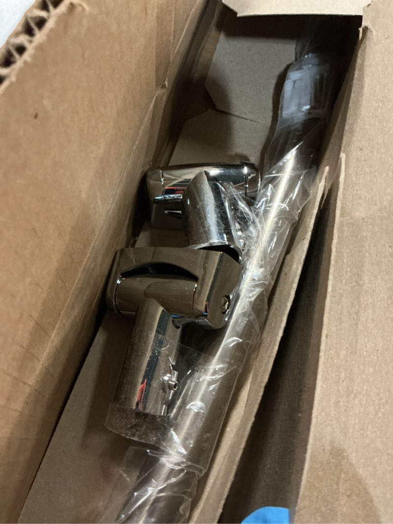 Condition photo showing Good Condition for Adjustable Curved Shower Rod, 42-72 inches Extra Wide Shower Curtain Rod, Rust proof, Premium Stainless Steel, Curved Shower Curtain Rod for Bathroom, Need to Drill, Silver Silver 42-72 inches