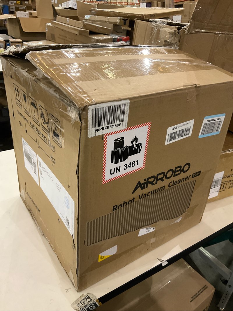 Condition photo showing As Is for AIRROBO Robot Vacuum and Mop Combo, Self-Emptying, 60-Day Capacity, Home Mapping, Schedule, Wi-Fi/App/Alexa/Remote, 180mins Runtime, T20+ Robotic Vacuum Cleaner for Pet, Hard Floors, Carpet Vacuum size: L13.8 x W 13.8 x H3.7 Black