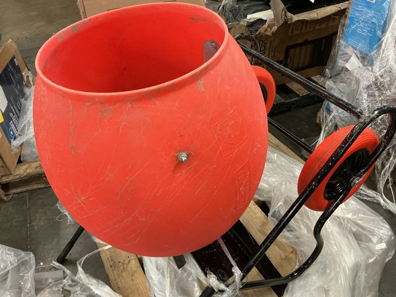 Condition photo showing As Is for 6.0 cu. ft. 3/4 hp 120-volt motor direct drive cement mixer