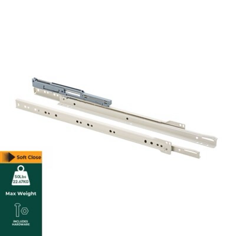 RELIABILT 20-in Soft Close Bottom Mount White Drawer Slide 50-lb Load Capacity 2 -Pieces