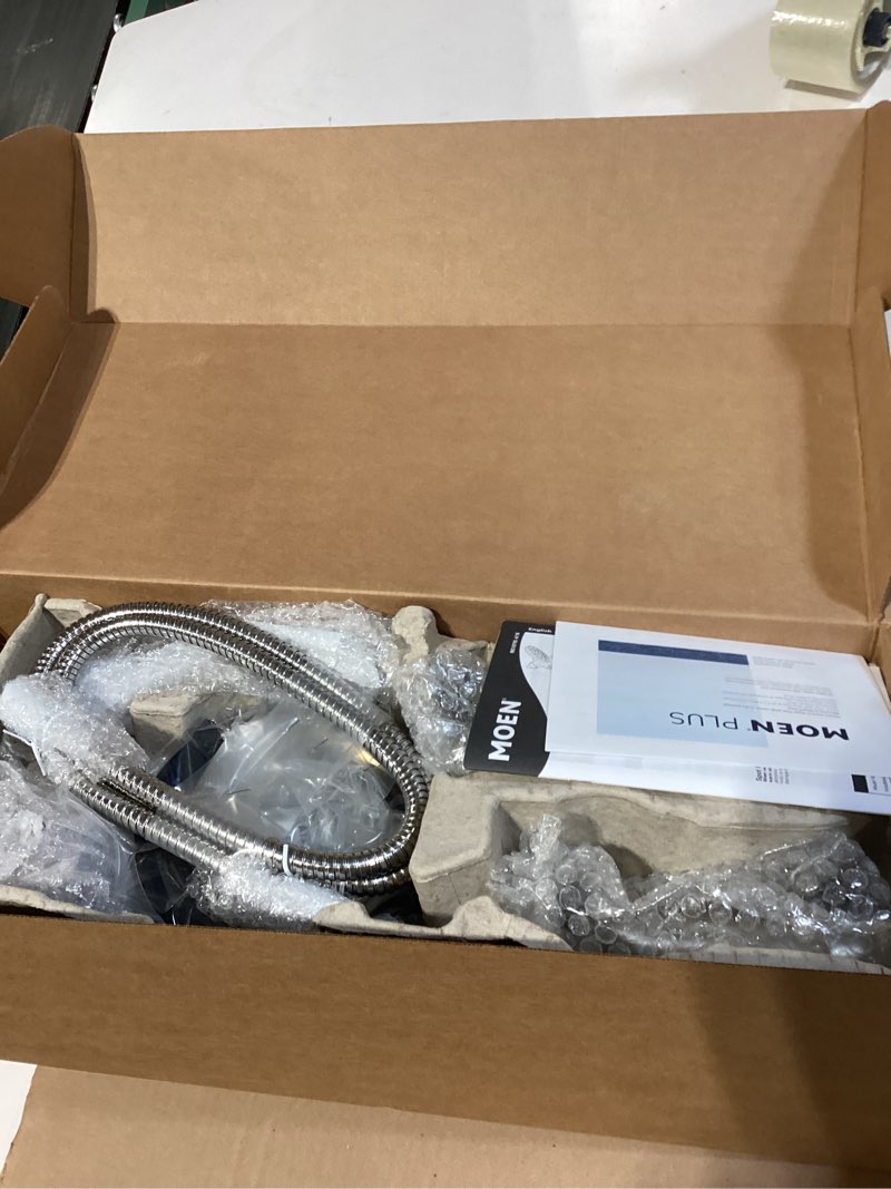 Condition photo showing New/Like New for Moen Engage Multi-Function Handshower and Rainfall Shower Head Trim Combo with Handle, Tub Spout, Metal Hose and Valve, Brushed Nickel, 82304SRN