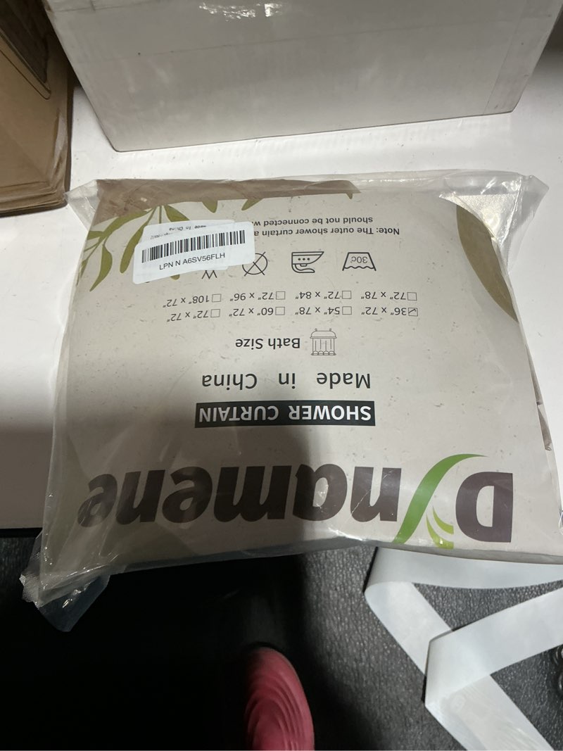 Condition photo showing Good Condition for Dynamene Stall Fabric Shower Curtain, 36x72 inch Half Boho Tufted Chevron Striped Small Cloth Shower Curtains for Bathroom, Narrow Thick Waterproof Polyester Shower Curtain Set with 6 Hooks, Beige Beige 36"W x 72"L (Pack of 1)