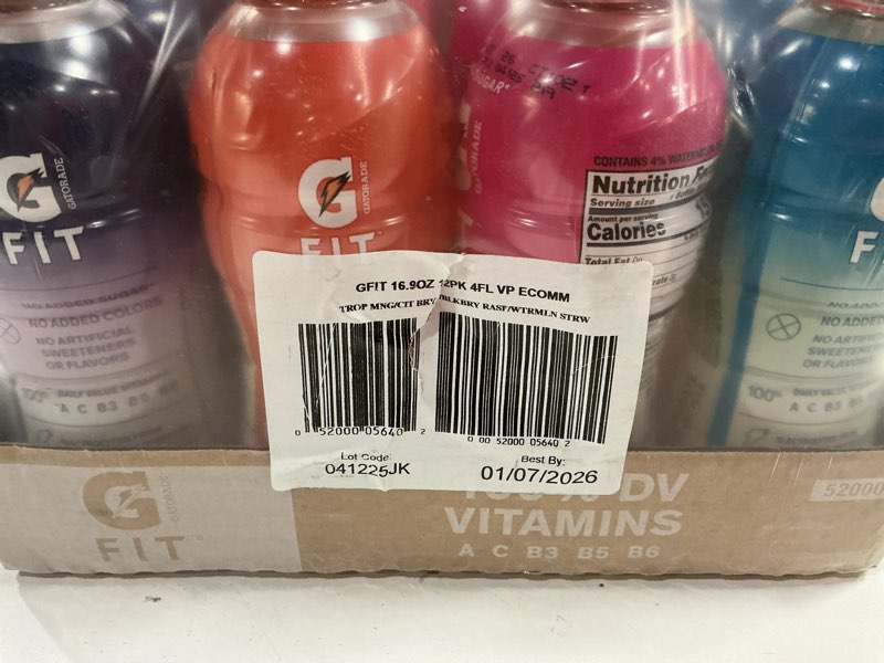 Condition photo showing Good Condition for Gatorade Fit Electrolyte Beverage  Healthy Real Hydration  New 2.0 4 Flavor Variety Pack  16.9.oz Bottles (12 Pack)( BB 01/07/2026) 
