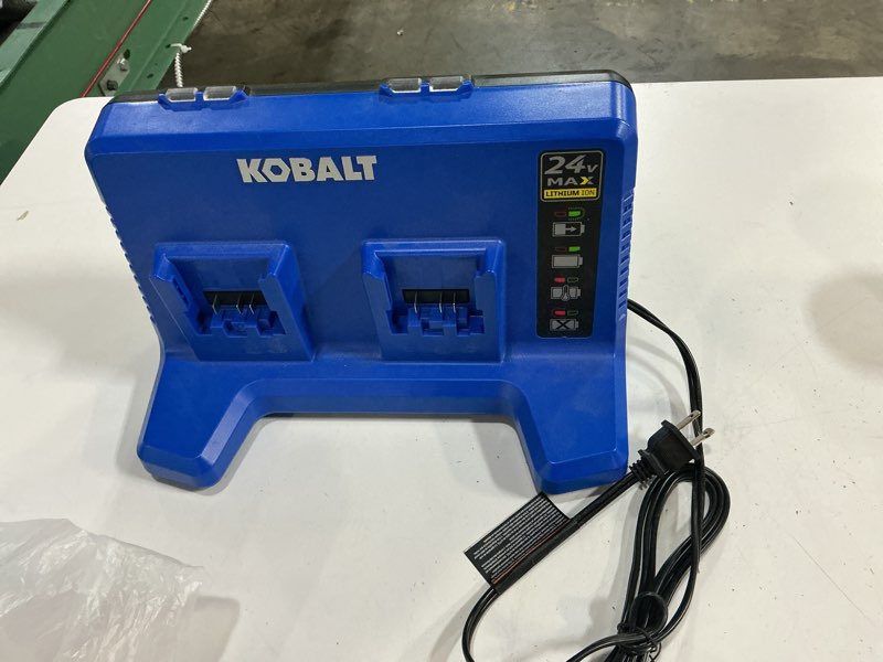 Condition photo showing As Is for kobalt 24 -volt battery charger station ( lithium )