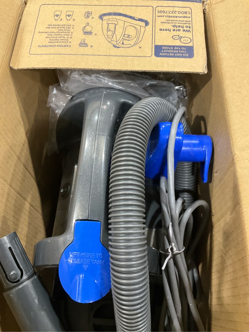 Condition photo showing As Is for Bissell Little Green Pet Deluxe Portable Carpet Cleaner and Car/Auto Detailer, 3353, Gray/Blue Little Green Deluxe
