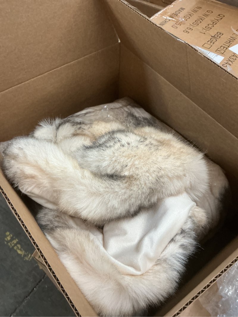 Condition photo showing As Is for bedsure gentlesoft fluffy fuzzy tie-dye taupe throw blanket for bed, soft cozy fleece faux fur blanket for couch, taupe room decor minky velvet sofa cover, women gifts thick warm plush winter bedding tie-dye taupe throw(50" x 60")