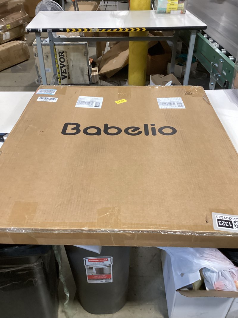 Condition photo showing New/Like New for babelio upgraded baby gate with cat door, 29-43" auto close durable dog gate for stairs, doorways and house, easy walk thru safety gate with pet door includes 4 wall cups, black black 29-43" wide, 30" tall