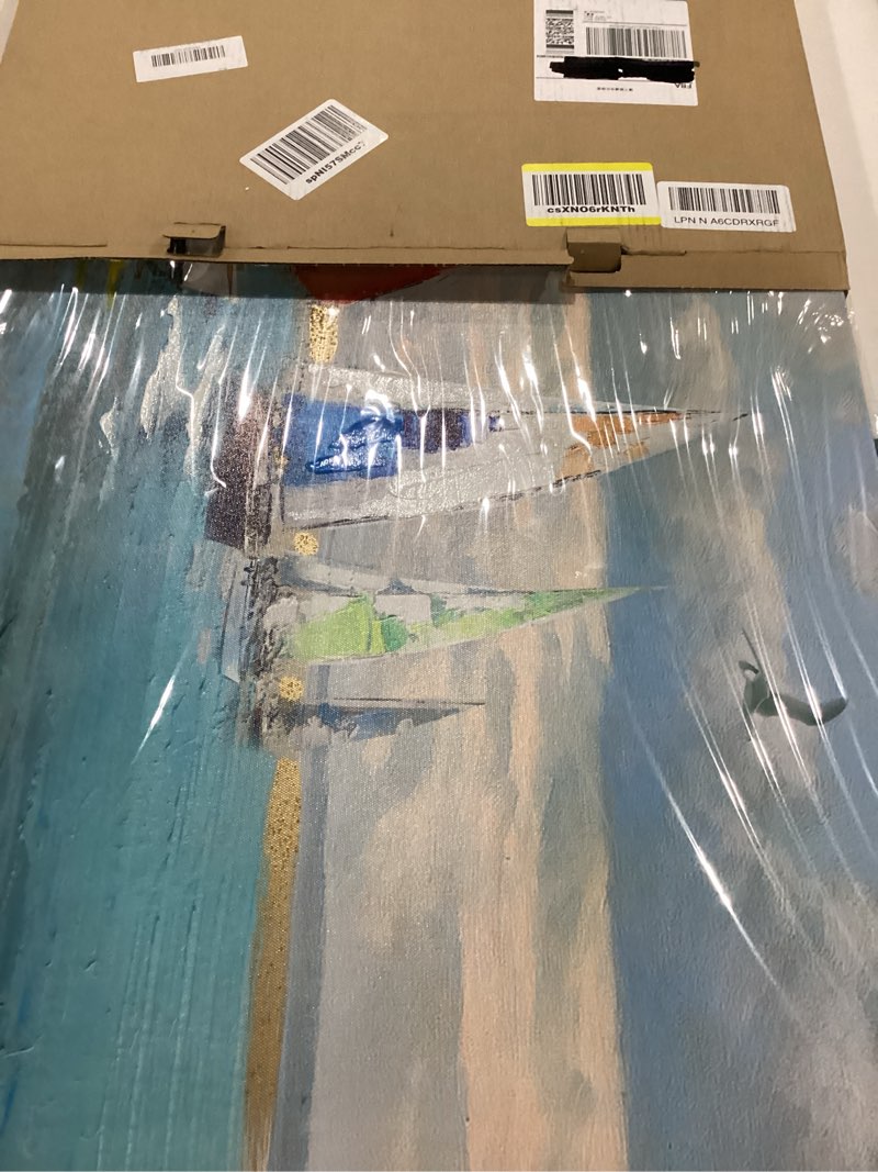 Condition photo showing New/Like New for ardemy sailboat wall art blue abstract canvas art nautical textured artwork ocean picture wall decor, large coastal painting for living room bedroom home office, 40"x20" 40"l x 20"w blue nautical