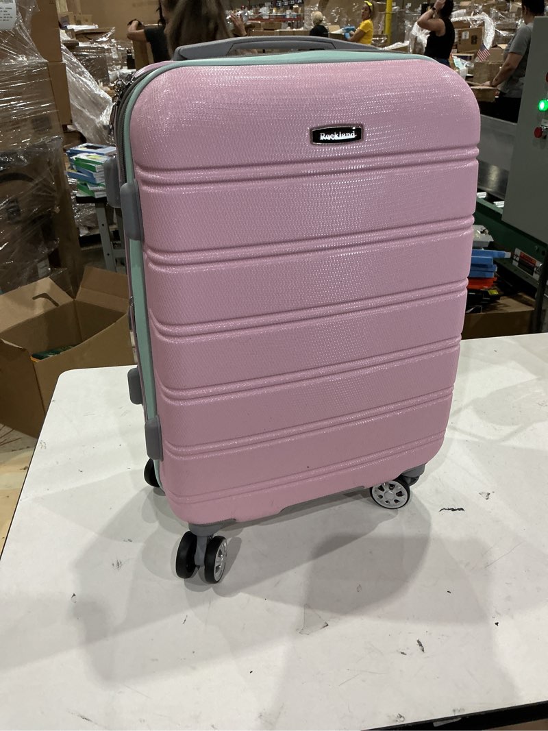 Condition photo showing Good Condition for rockland melbourne hardside 2 piece expandable spinner wheel luggage set, carry-on 20" and tote 14", mint mint 2 piece (20"/14" tote)