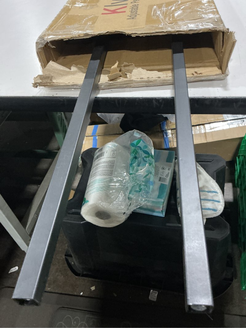 Condition photo showing As Is for Klvied Heavy Duty Poster Stand with Non-Slip Mat Base, Adjustable Pedestal Sign Stand Up to 78 inch, Double Side Floor Banner Stand for Board & Foam Display Black