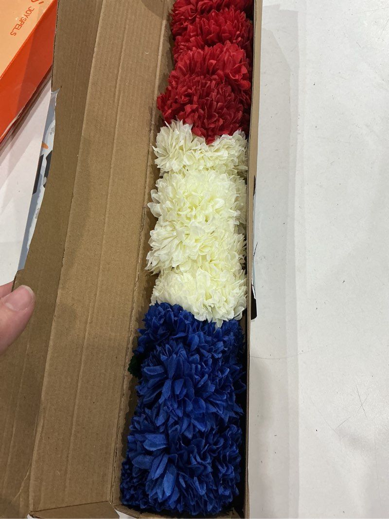 Condition photo showing Good Condition for hananona 12 pcs artificial chrysanthemums flowers patriotic flower, 4th of july fake mums flowers silk for home decor indoor memorial day table centerpiece vase not included (12, red, white, blue) red, white, blue 12