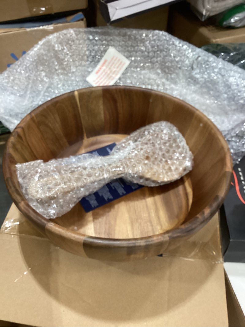 Condition photo showing Good Condition for BILL.F Wooden Salad Bowl, 12'' Acacia Wood Salad Bowls Set Large Salad Mixing Bowl with Servers-3-Piece Big Salad Bowl Set Salad Bowl A Style