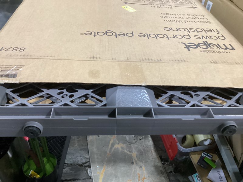 Condition photo showing Good Condition for mypet north states paws portable pet gate: 26-40" wide. pressure mount. no tools needed. made in usa, 23" tall, expandable, durable dog gates for doorways, fieldstone gray