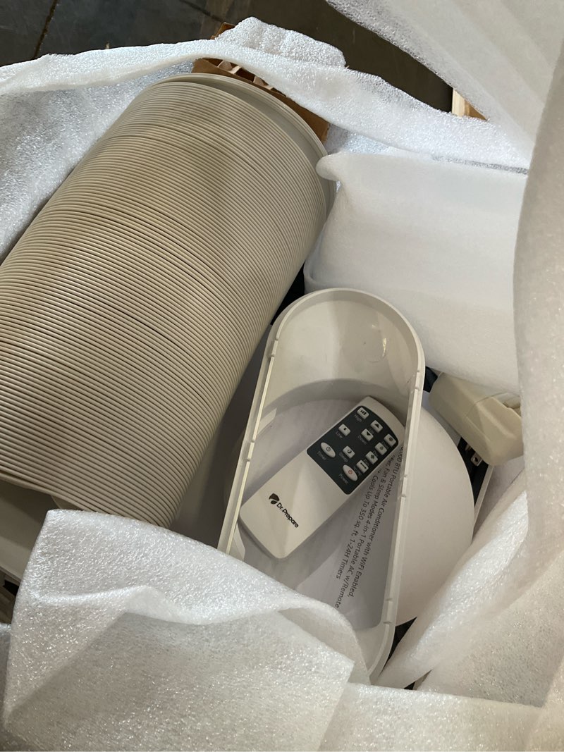 Condition photo showing As Is for dr.prepare 8,000 btu portable air conditioner with wifi enabled, cooling, dehumidifier, fan & sleep modes 4-in-1 portable ac w/remote control & 67'' window kit, cools up to 350 sq. ft, 1-24h timers 8,000 btu with wifi