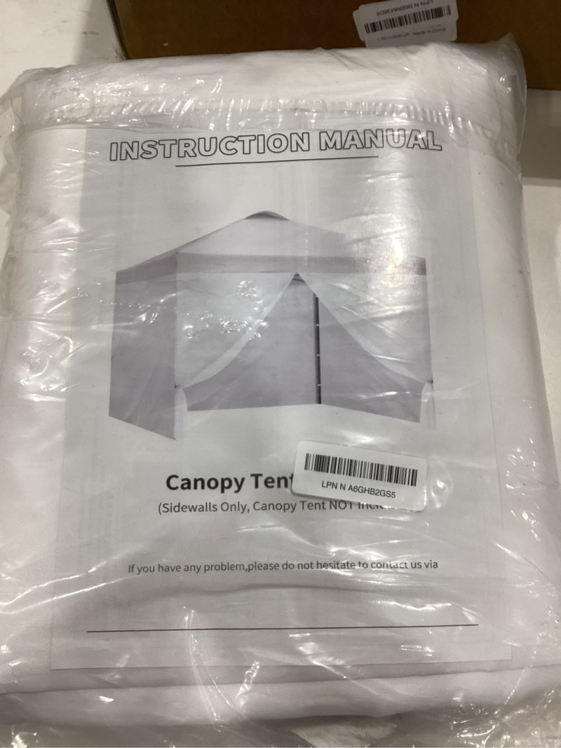 Condition photo showing As Is for Instant Canopy Sidewalls for 10x10 Pop Up Canopy Tent, 300D Waterproof Material for Outdoor Events, Vendor Booths, and Privacy (Sidewalls Only, Canopy Not Included)(White, 10x10ft-3pcs) White 10x10ft-3pcs
