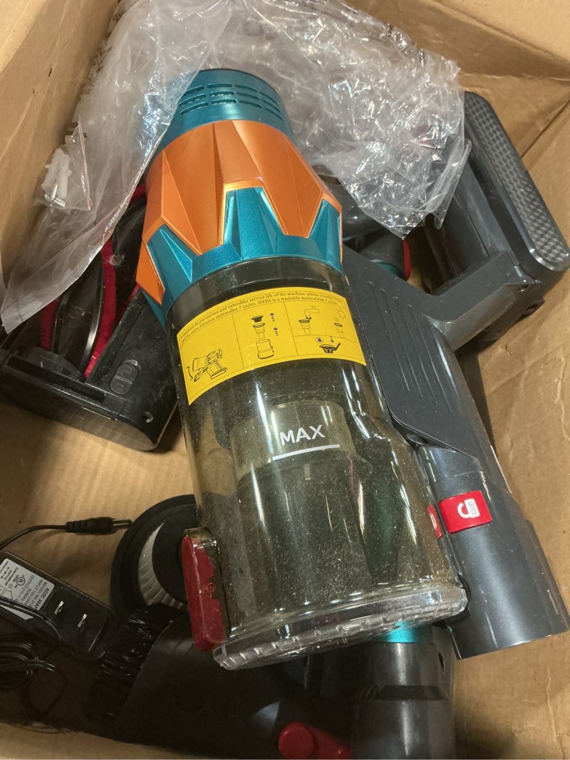 Condition photo showing As Is for cordless vacuum cleaner, 550w 65kpa 40mins vacuum cleaners for home, led screen stick vacuum cleaners, anti-tangle 1.2l dust cup, 4 in 1 lightweight vacuum for hardwood floor carpet pet hair green