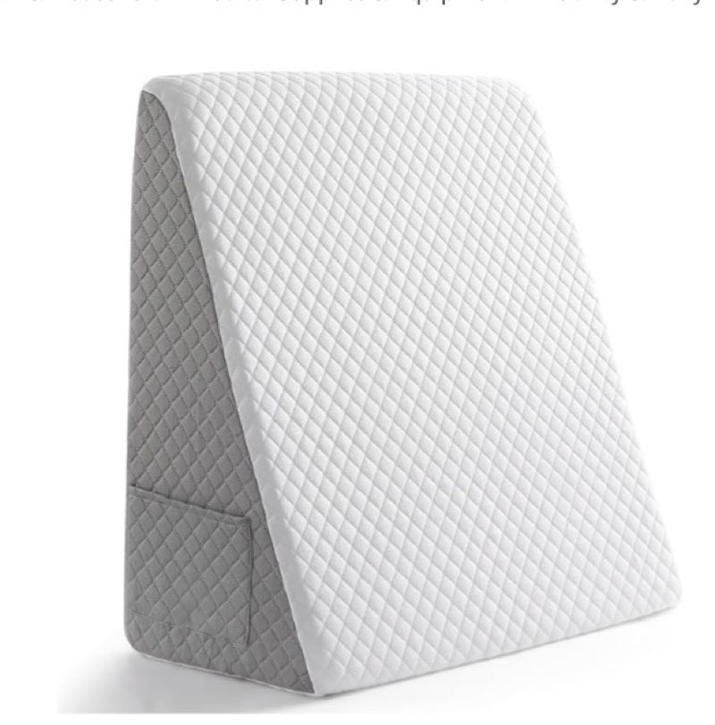 (Similar to stock photo) Premium Bed Wedge Pillow - Ergonomic Support for Sleeping, Post-Surgery, Acid Reflux Relief, and More - CertiPUR-US Certified Memory Foam - Removable Cover Included, Triangle, 24\" x 22\" x 7.5\"