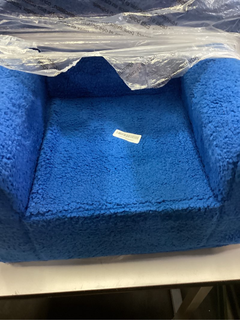 Condition photo showing As Is for MOMCAYWEX Kids Snuggly-Soft Sherpa Chair, Cuddly Toddler Foam Chair for Boys and Girls, Sky Blue