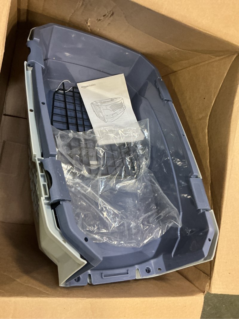 Condition photo showing Good Condition for Amazon Basics 2-Door Top-Load Hard-Sided Dogs, Cats Pet Travel Carrier, Gray & Blue, 22.8"L x 15.0"W x 13.0"H Gray & Blue 22.8"L x 15.0"W x 13.0"H