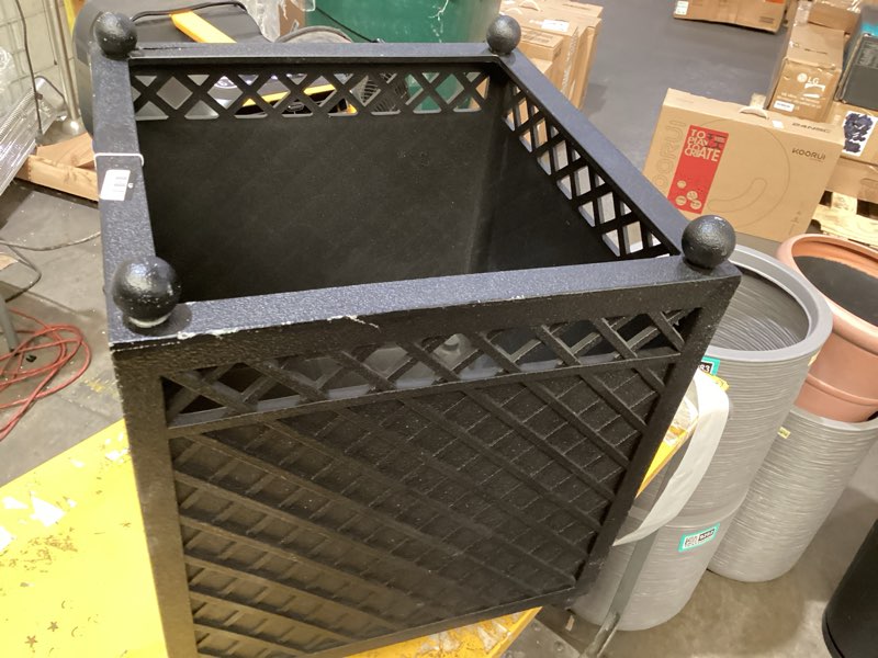 Condition photo showing As Is for square outdoor planter box black  - threshold™ designed with studio mcgee