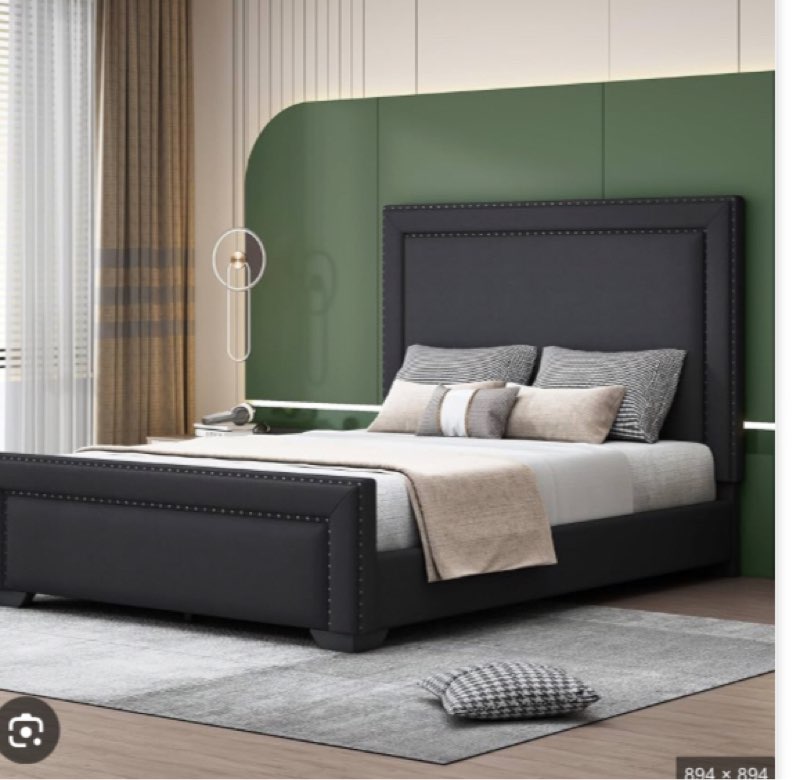 Bed Frame Queen Size Upholstered Bed,Modern Upholstered Bed with Wooden Slats Support, No Box Spring Needed, Easy Assembly, Black