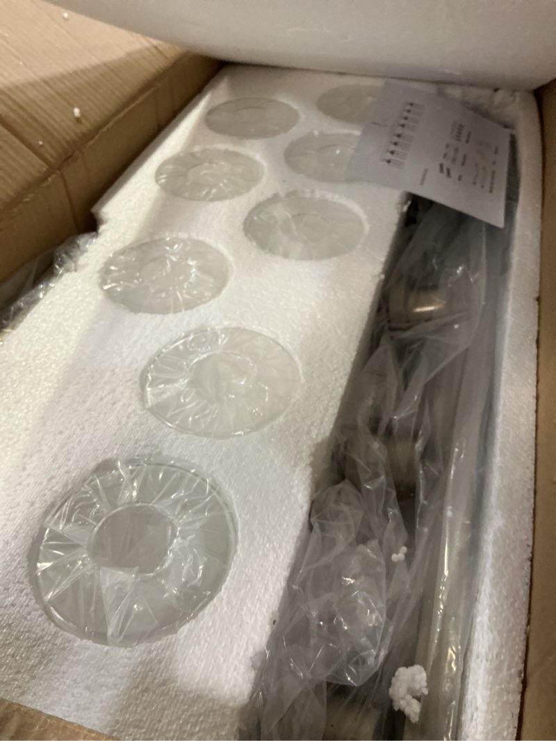 Condition photo showing New/Like New for 52inch Brushed Nickel Vanity Light Fixtures, 8 Light Brushed Nickel Bathroom Vanity Lights Over Mirror, Matte Nickel Modern Bathroom Wall Lighting for Mirror Bedroom,Living Room Nickel 8-Light