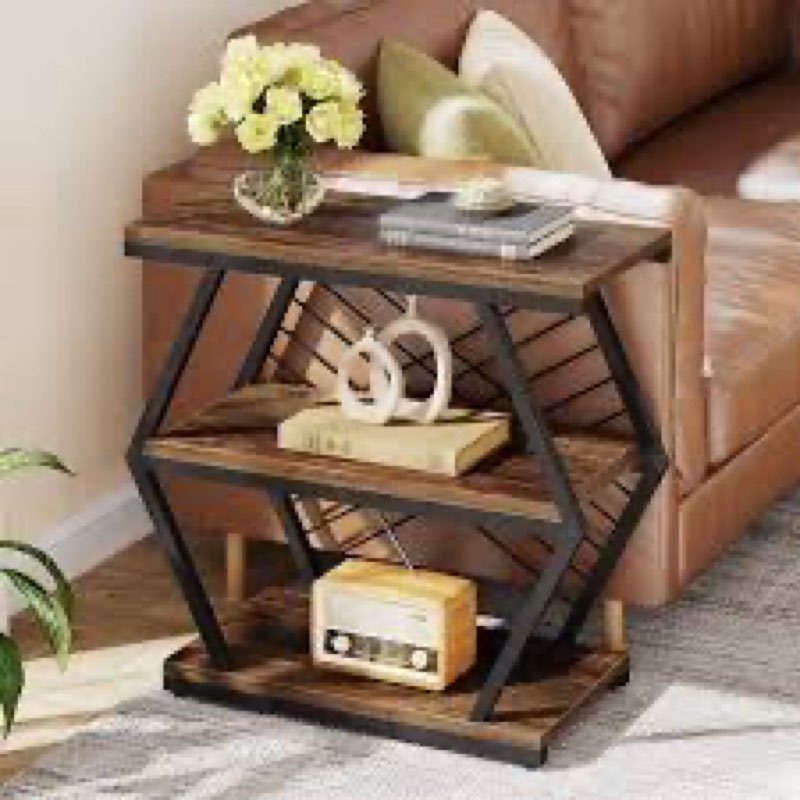 (Similar)End Table With 3-tier Storage Shelves