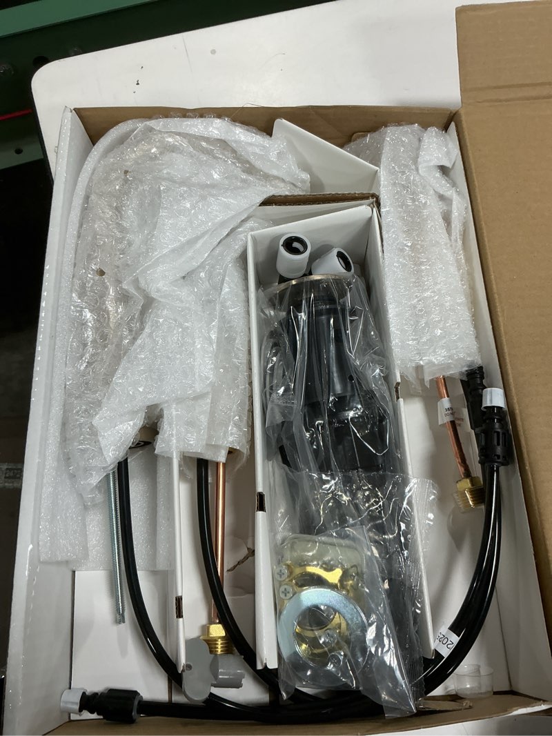 Condition photo showing Good Condition for Delta Nicoli Brushed Gold Faucet 3 Hole, 8 Inch Widespread Bathroom Sink Faucet for Vanity, Push-Pop Drain Assembly, Champagne Bronze 35749LF-CZ Champagne Bronze Standard Spout