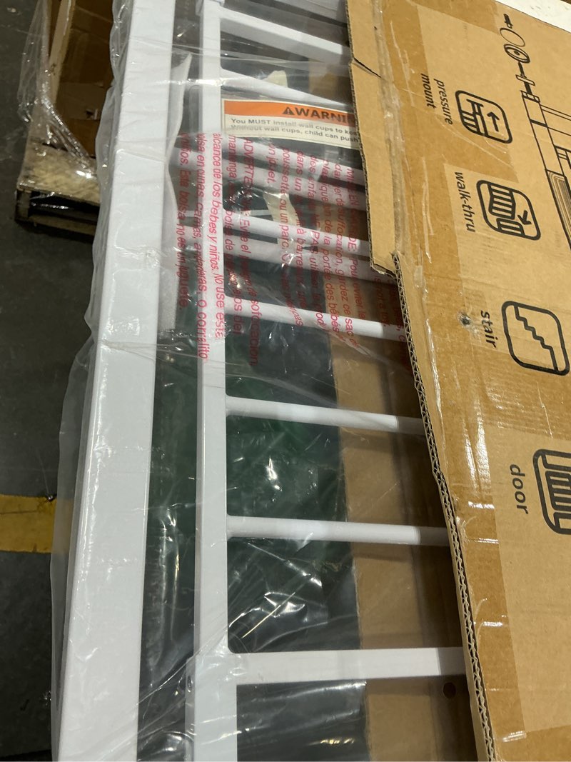 Condition photo showing Good Condition for regalo safety 29-38.5" baby gate for doorways & bottom of stairs, pressure mounted baby gate with door for babies, toddlers & pets, tested & safe for 30 years, american designed, american owned, white white 29-38.5"w x 30"h