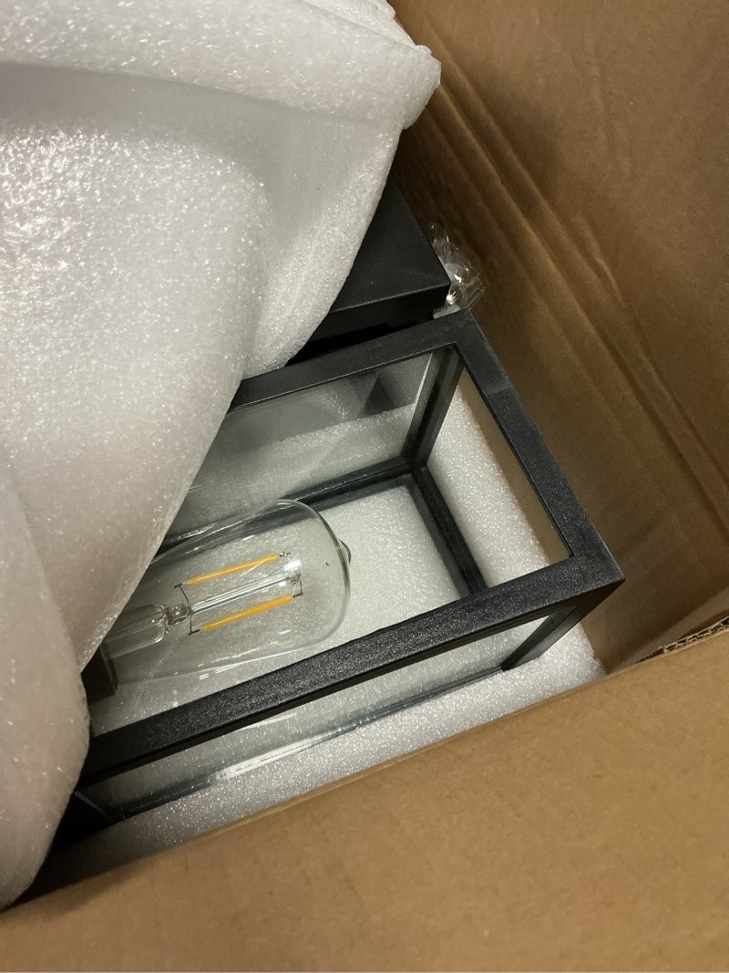 Condition photo showing As Is for greluna solar motion sensor lights, solar lights with 2 modes & waterproof, dusk to dawn glass outdoor wall lights for entryway exterior front porch patio fence lantern (2 pack)