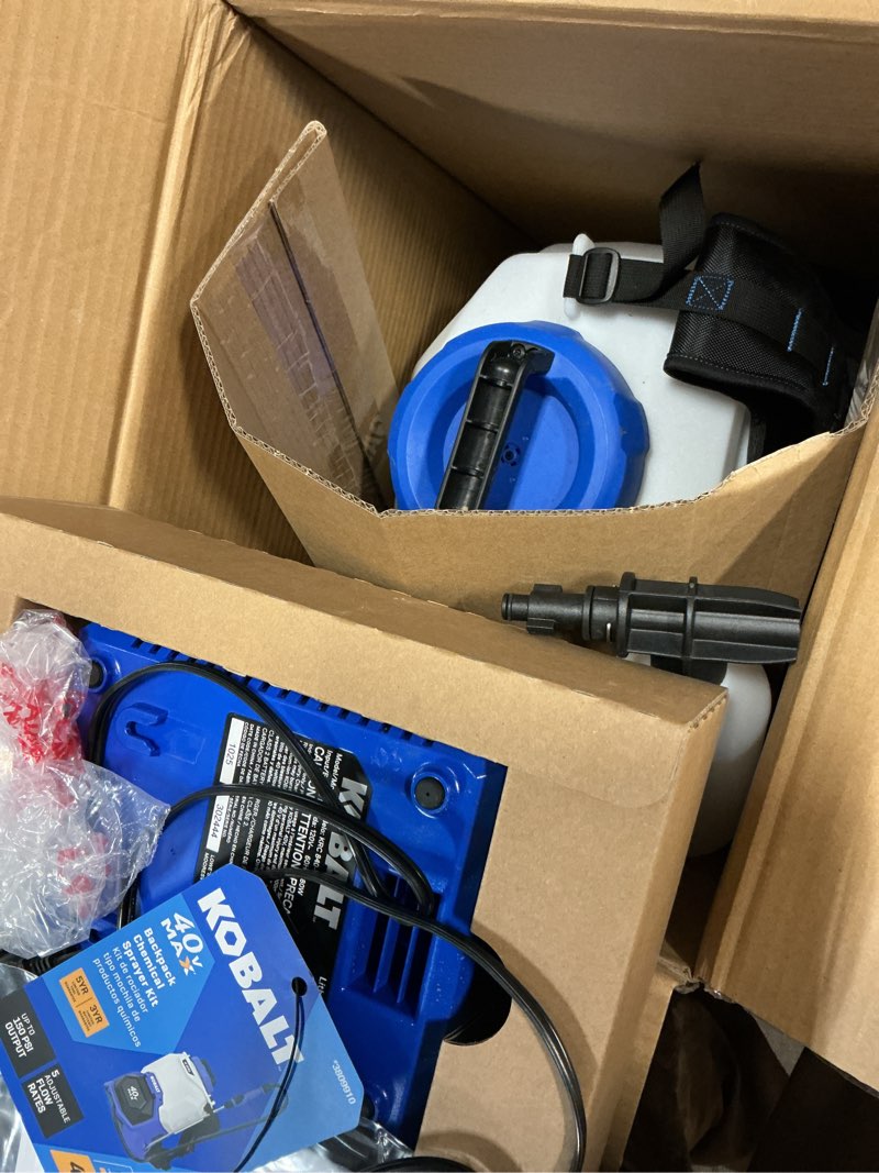 Condition photo showing Good Condition for kobalt 4-gallon 40-volt battery operated plastic backpack sprayer battery and charger included