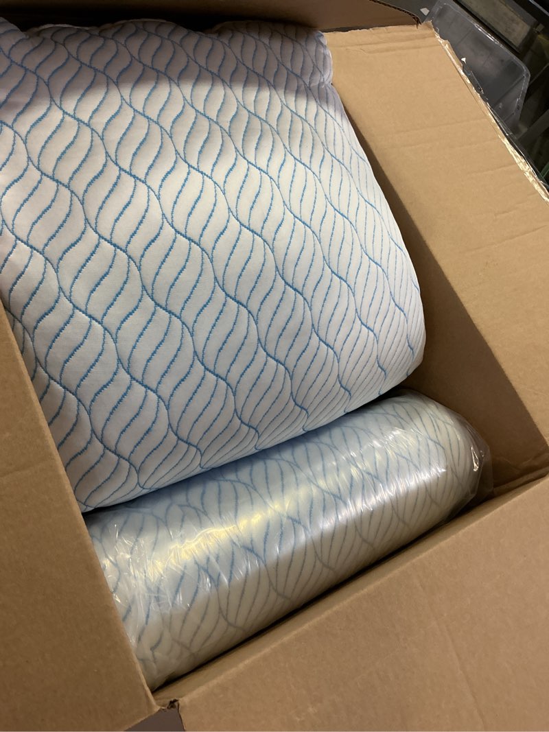 Condition photo showing Good Condition for Cooling King Size Pillows, Pillow King Size Set of 2 Shredded Memory Foam, Cool Cold for Sleeping with Zipper, Adjustable Firmness to Hot, Side, Back and Stomach Sleepers, 2 Pack, 20x36 Cooling Blue Cover King (Pack of 2)