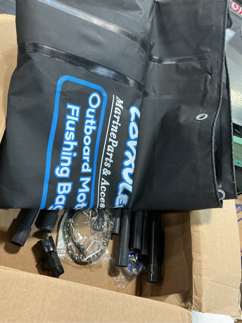 Condition photo showing As Is for outboard motor flushing bag for 0-500hp motor