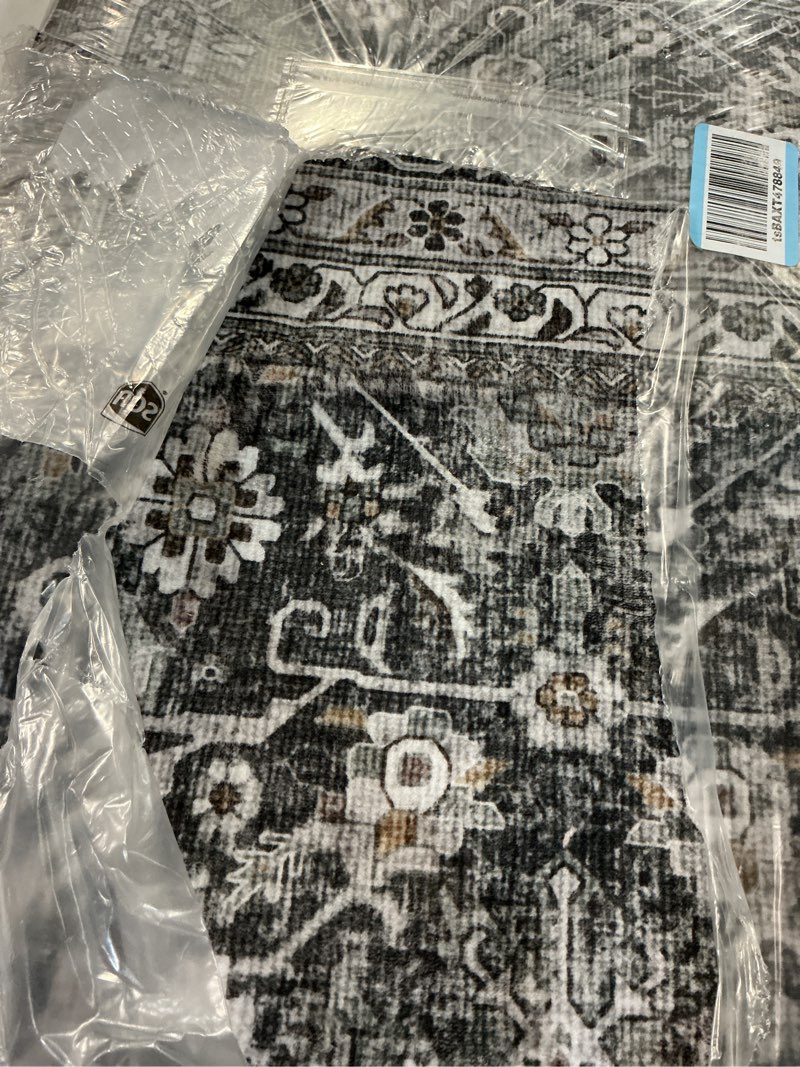 Condition photo showing Good Condition for Vintage Area Rug 8x10 Black Washable Living Room Large Carpet Non Slip Bedroom Indoor Office Low Pile Traditional Distressed Retro Accent Rug for Dining Room 8' x 10' (Rectangular) Accent Black