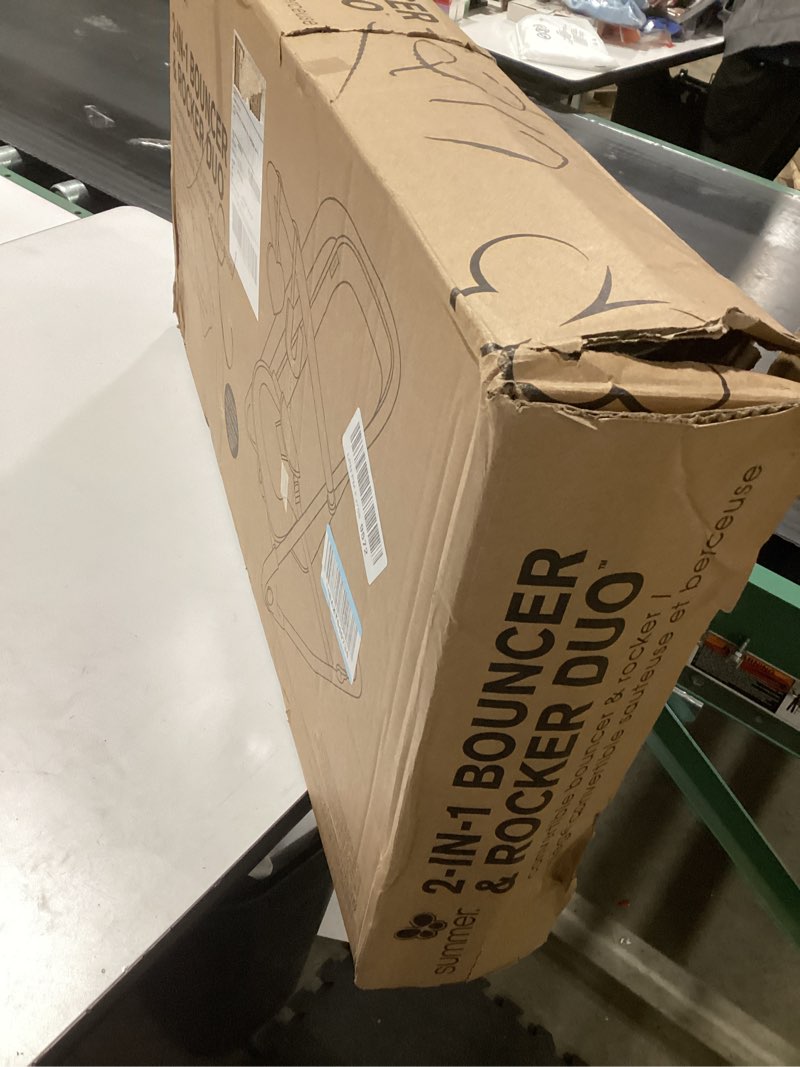 Condition photo showing New/Like New for Summer Infant 2-in-1 Bouncer & Rocker Duo (Heather Gray) Convenient and Portable Rocker and Bouncer for Babies Includes Soft Toys and Soothing Vibrations