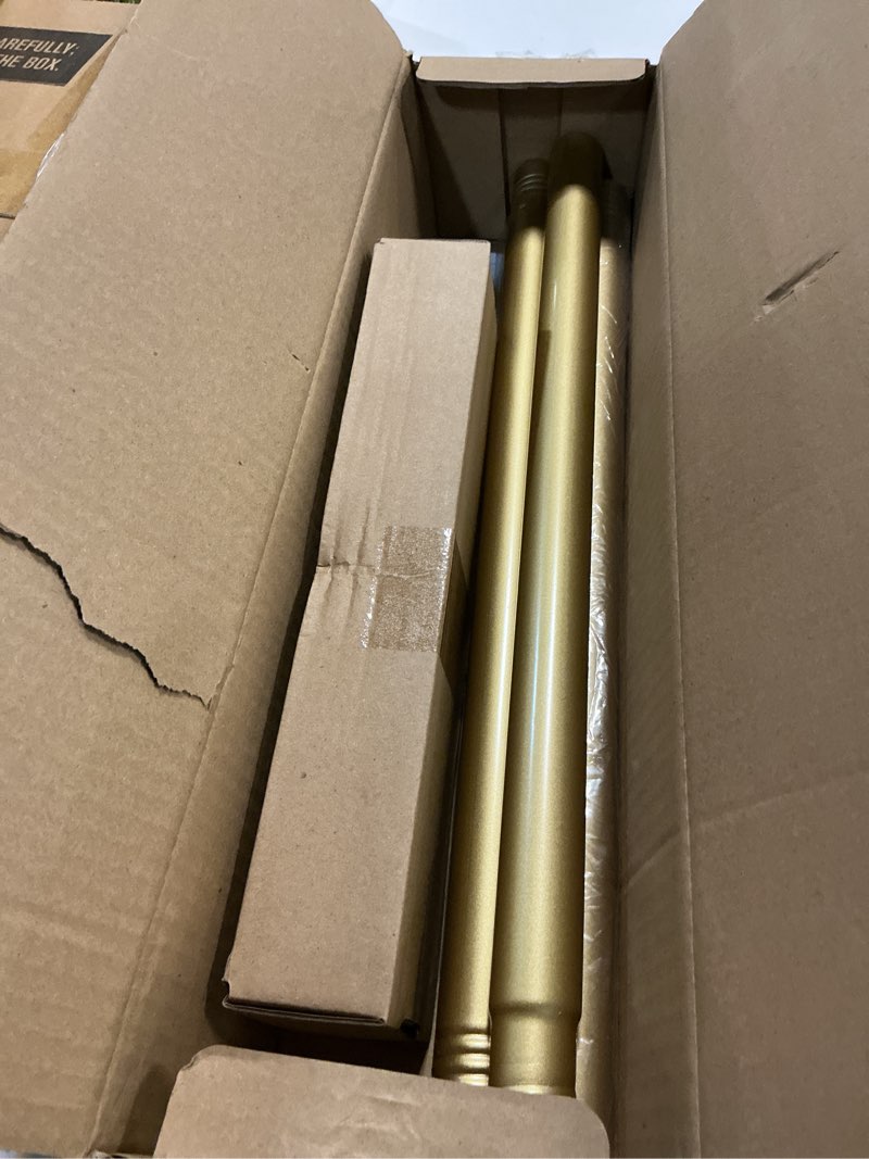 Condition photo showing Good Condition for modern gold curtain rods 2 pack for windows 30 to 56 inch, 1" diameter adjustable heavy duty window curtain pole with matte gold end cap finials, decorative drapery rods for living room, bedroom gold 30''-60'' (2 pack)
