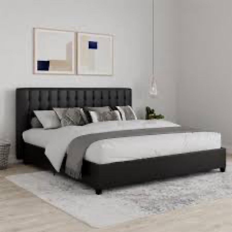 Eriksay Low Profile Upholstered Platform Bed with Wingback Headboard