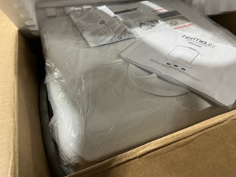 Condition photo showing Good Condition for hermitlux countertop dishwasher, 7 washing programs portable mini dishwasher with 5-liter built-in water tank for apartments & rvs, led light, glass door, no hookup needed black glass door 10 functions